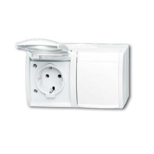 hvid 16a vandret dobbelt ip44 ocean stikkontakt