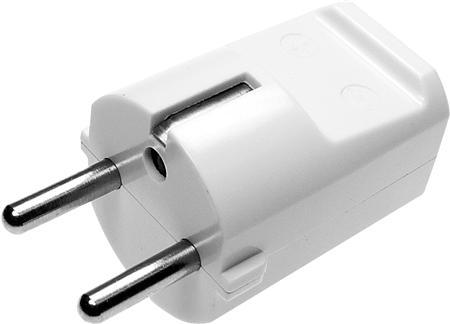 hvid plast 250v 16a jord med rund schuko stikprop