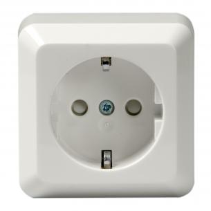 hvid - 16a udvendig enkelt schuko stikkontakt jussi