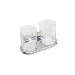 holder forkromet og krystalglas dobbelt glasholder iris