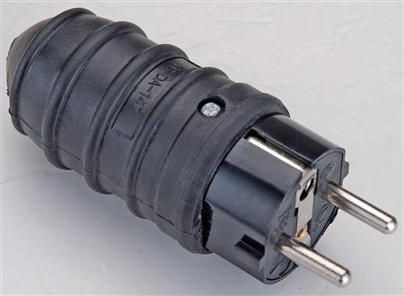 sort gummi ip44 250v 16a jord med schuko rund stikprop