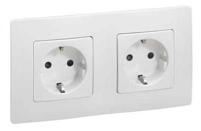 hvid 230v n pol 2 stikkontakt dobbelt niloe