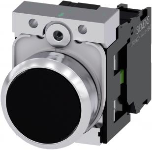 tilslutning skrue 1no holder med kontakt momentan knap flad sort skinnende metal rund mm 22 trykknap