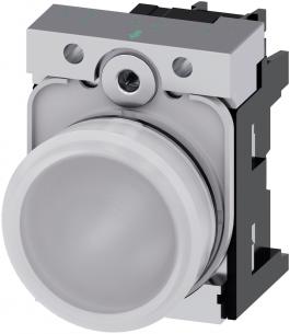 terminal skrue ac 230v led integreret med modul led holder med linse glat hvid skinnende metal rund mm 22 indikatorlys