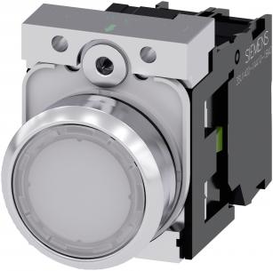 24v led integreret med modul led 1no holder med type kontakt momentan flad hvid skinnende metal rund mm 22 lystrykknap