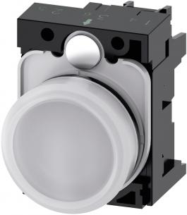 3su1106-6aa60-1aa0 modul led holder med linse glat hvid plastik rund 22mm indikatorlys
