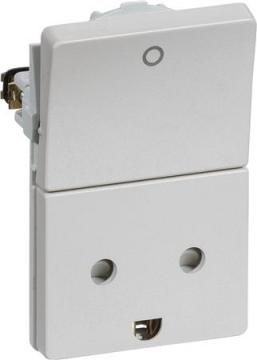 lysegr modul 5 1 afbryder 2-polet m jord m stikkontakt fuga lk