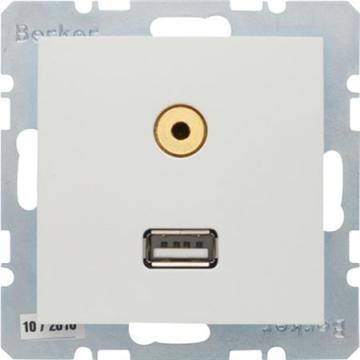 hvid b s 5mm 3 mini-jack usb indsats euro multimedieudtag