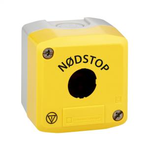 dstop n gul hul 1 med tom trykknapbox