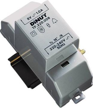 gmontage v eller din-skinne til 1a 230v 8v ringetrafo