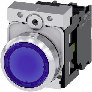 3su1152-0ab50-1ba0 knap flad bl skinnende metal rund mm 22 trykknap oplyst