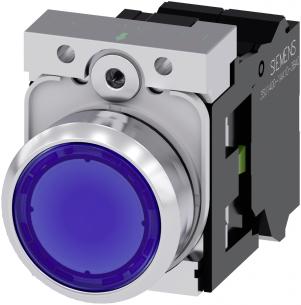 3su1152-0ab50-3ba0 knap flad bl skinnende metal rund mm 22 trykknap oplyst