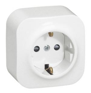 hvid - underlag med jord med schuko stikkontakt enkelt forix