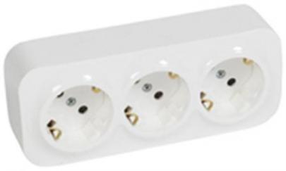 hvid - underlag med jord med schuko stikkontakt tripel forix
