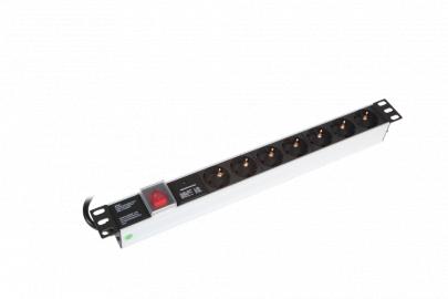 beskyttelse transient med sort 1u led afb med 7xschuko powerpanel