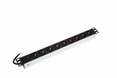 sort 1u led med 9xschuko powerpanel