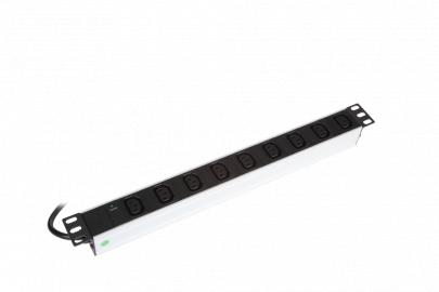 sort 1u led med 9xc13 powerpanel