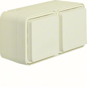 w1 komp hvid vandret schuko dobbelt stikk
