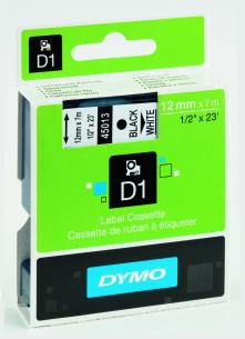 hvid sort mtr 7 x 12mm tape d1 dymo