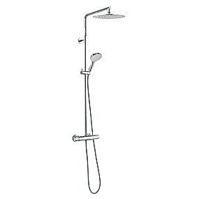 krom håndbruser hovedbruser 250mm ø termostat inklusiv brusesystem silhouet damixa