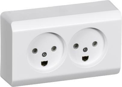 hvid jord polet 2 stikkontakt dobbelt udvendig for kning afd opus66 lk