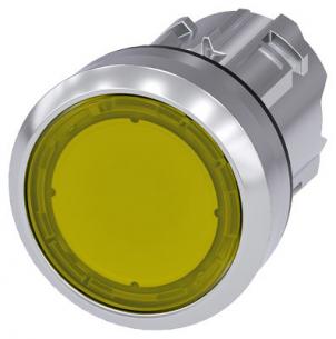 sende l flad trykknap gul skinnede metal rund mm 22 lystrykknap