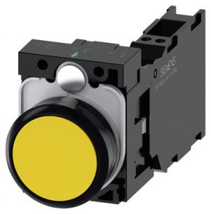 fjeder nc 1 no 1 holder med flad trykknap gul plastik rund mm 22 trykknap