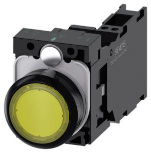 fjeder dc ac v 24 led integreret med modul led nc 1 no 1 holder med flad trykknap gul lystrykknap