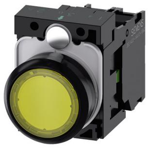 skrue ac v 230 led integreret med modul led no 1 holder med flad trykknap gul lystrykknap