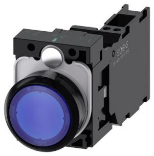 fjeder ac v 230 led integreret med modul led nc 1 no 1 holder med flad trykknap bl lystrykknap