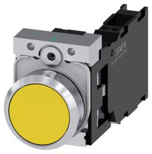 fjeder nc 1 no 1 flad trykknap gul skinnede metal rund mm 22 trykknap