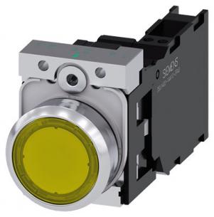 fjeder dc ac v 24 led integreret med modul led nc 1 no 1 holder med flad trykknap gul lystrykknap