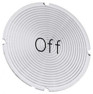 off inskription font sort med hvid rund lystrykknap for plade inskription