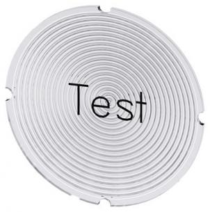 test inskription font sort med hvid rund lystrykknap for plade inskription