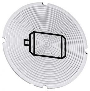 motor electric symbol grafisk font sort med hvid rund lystrykknap for plade inskription