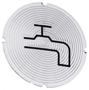 tap water symbol grafisk font sort med hvid rund lystrykknap for plade inskription