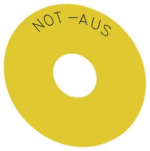 not-aus inskription mm 23 diameter inde bende selvkl gul padde dstop n for rund bagplade
