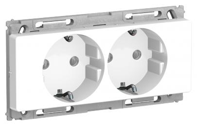 hvid - modul 2 stikkontakt dobbelt schuko 66 opus lk