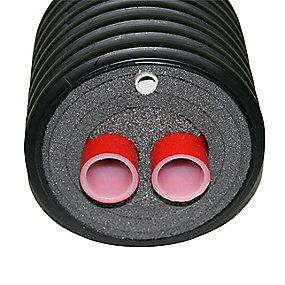 præ-isoleret fjernvarme dobbelt pex rør 28x4,0mm. Inkl. 16 mm trækrør ...