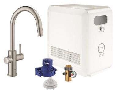 supersteel c-tud ler k med b mousseurudl kkeligt udtr kkenarmatur k professional blue grohe