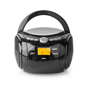 sort brehndtag usb-afspilning fm bluetooth w 9 stereo strmforsyning batteri boombox cd-afspiller nedis