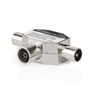 box window stk 1 hvid metal t-splitter ohm 75 nikkelplateret hun coax han coax 2x adapter antenne satellit