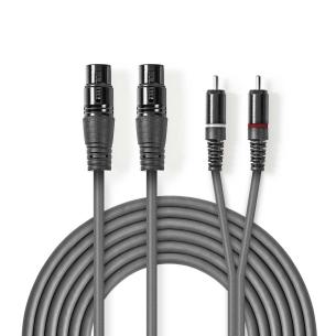 kartonhylster rkegr m pvc runde m 00 3 nikkelplateret hanstik rca 2x hunstik 3-pin xlr 2x kabel audio balanceret