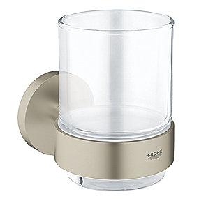 nikkel rstet b holder med krystalglas essentials grohe