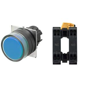 a22nn-bgm-naa-p102-nn terminal push-in ndt ikke-t 1no1nc blue opaque color cap momentary beskyttelse fuld plast bezel 22 a22nn trykknap