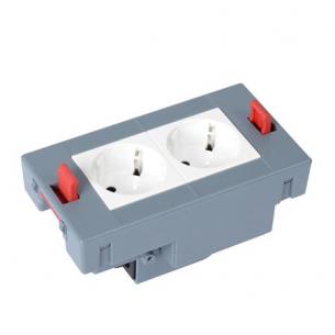 moduler 4 hvid 2xschuko sup horisontal kasette gulvboks