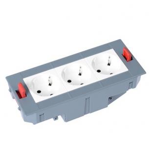 moduler 6 hvid 3xschuko sup horisontal kasette gulvboks