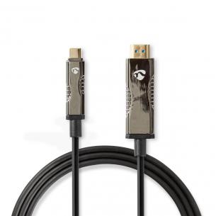 ske gave sort pvc runde m 0 20 gbps 18 stik hdmi type-c usb usb-kabel optisk aktiv