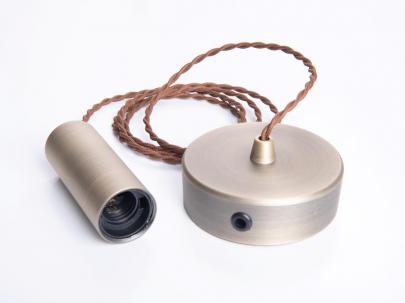 ledning mtr 2 med baldakin m messing antik e27 ng pendeloph diolamp