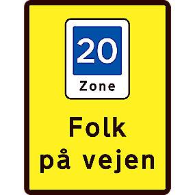 en12899-1 ds refleks t3 90x60cm 4 e53 t km 20 - vejen p� folk oplysningstavle